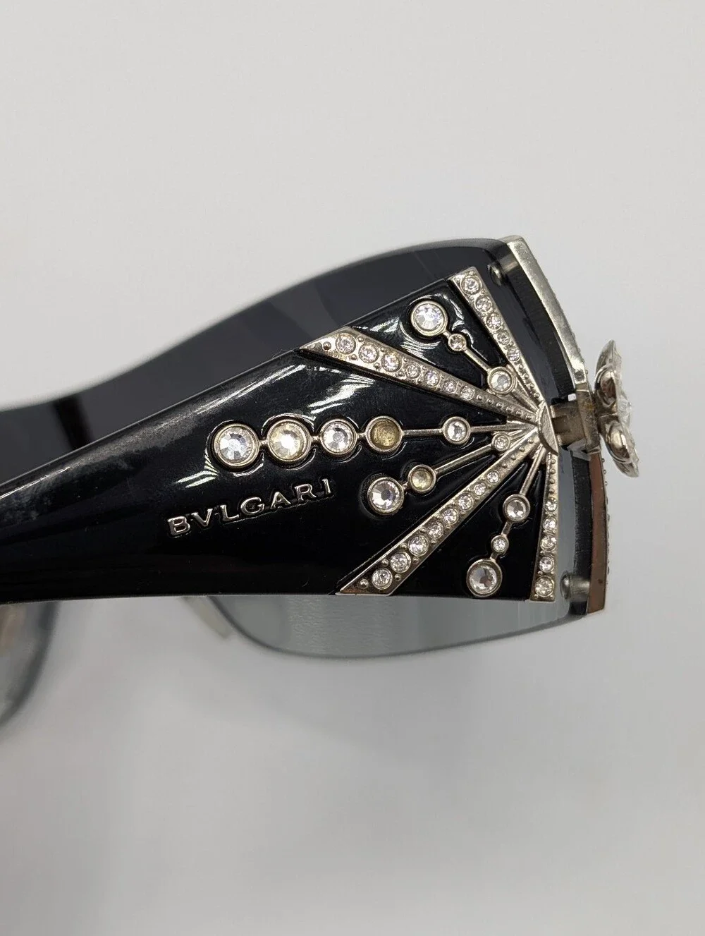 Bvlgari Limited Edition Crystal Black Shield Sunglasses